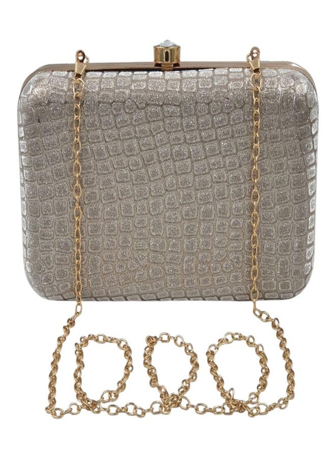 Tinth 3D Frame Luxury Box Clutch for Women (Grey) - Image 1